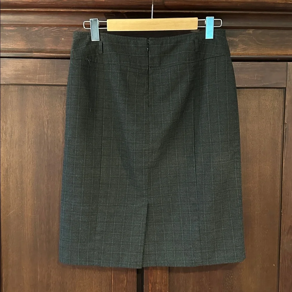 Style & Co. Dark Gray Plaid Midi Pencil Skirt